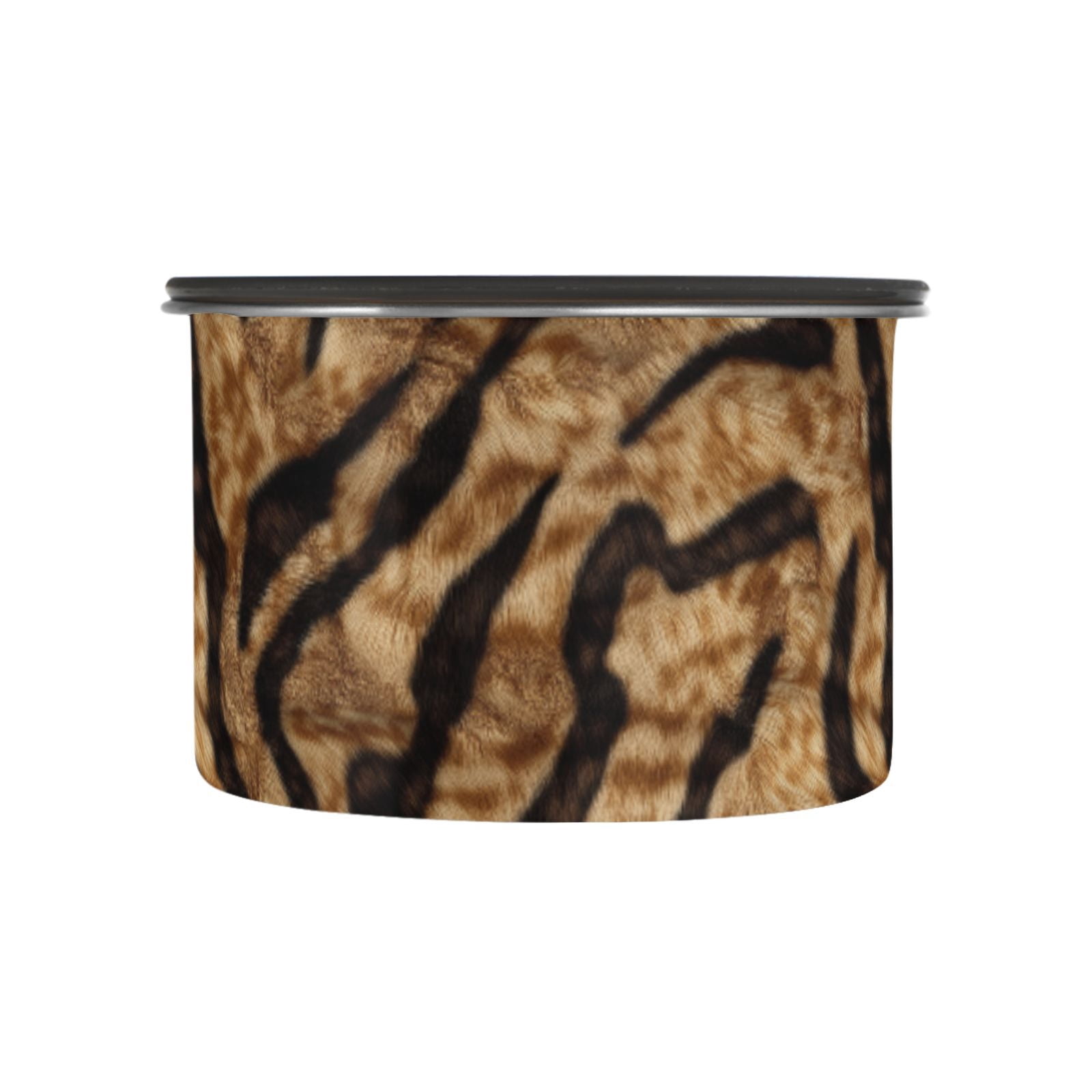 Brown Tiger Print Airtight Coffee Bean Canister 30oz Food Storage Containers with Lids For Gournd, Tea, Sugar, Flour, Rice, Cereal, Candy Cookie Jar