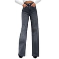 thumbnail image 2 of LSLJS Women's High Waist All Straight Leg Wide Leg Pants Jeans Womens Work Pants, 2 of 7