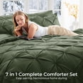 thumbnail image 3 of Sasttie King Size Comforter Set, 7-Piece Bed in a Bag, Pintuck Bedding Sets for All Season, Dark Green, 3 of 7