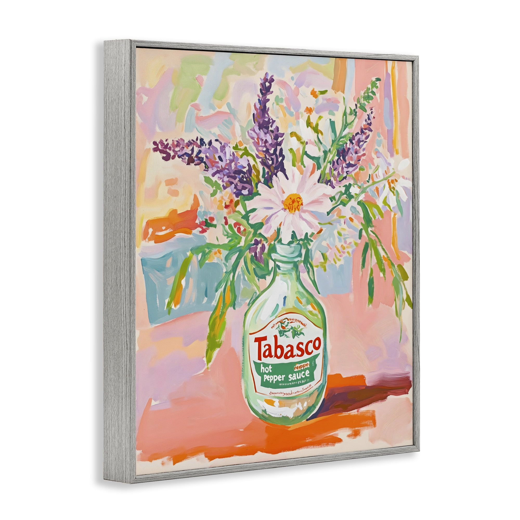 Stupell Industries Hot Sauce Bottle Bouquet Gray Framed Giclee Art, design by The Prints Vibe