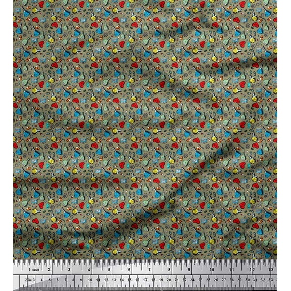 Soimoi Velvet Fabric Scientific Lab Equipments Education Theme Decor Fabric Printed Yard 58 Inch Wide