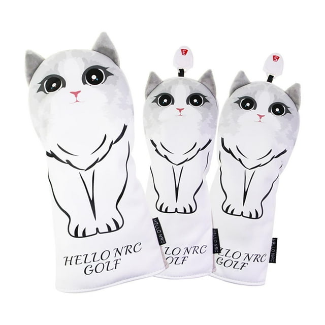 Fundas para cabeza de palo de golf UT de 3 o 4 piezas, 1, 3 y 5 pulgadas, con diseño de gato, de madera, protector 1 3 5
