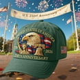 thumbnail image 3 of 250th Anniversary Hat, Adjustable Patriotic Embroidered Baseball Cap with Bald Eagle, Retro Washed Cap, 3 of 7