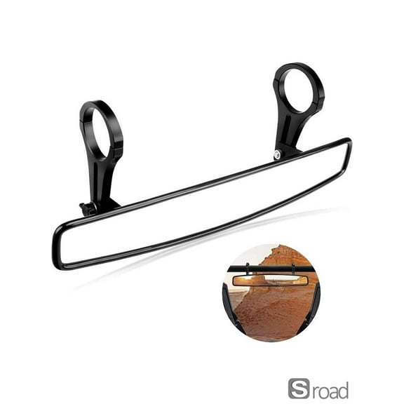Universal 1.75"-2" UTV Wide Angle Rear View Mirror, Heavy-Duty Aluminum Clamp-On Racing Mirror For Side By Side Vehicles, Black,Ordinary 1.75,One Size