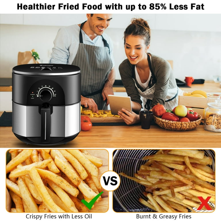 BINNBOX 1700W 5.3 QT Electric Hot Air Fryer With Stainless Steel