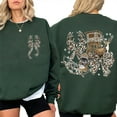 thumbnail image 4 of Hunting Season Double Sided Sweatshirt – Old School Camo Deer & Bow Graphic Fall Outfit, Coquette Hunting Sweater, Cute Outdoor Gift for Her, 4 of 7
