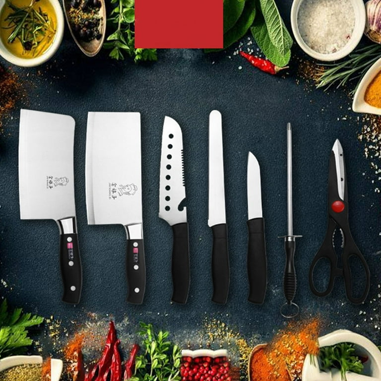 Knife Set with Block, Yabano 6 Piece German Stainless Steel Kitchen Cutlery  Small Knife Block Set 
