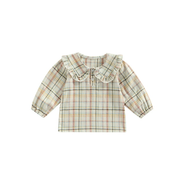 xiaxaixu T-Shirts Doux pour Enfants Filles Col Poupée Manches Longues Printemps Automne Mode Décontractée