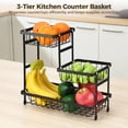 thumbnail image 2 of 3-Tier Fruit Basket, Large Capacity Metal Wire Serving Stand, Kitchen Counter Fruit Storage Rack, Multi-layer Carbon Steel Vegetable Holder for Snacks, Bread, Candies, 2 of 5