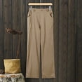 thumbnail image 4 of Women Pants Capris Cotton Drawstring Back Elastic Waist Casual Mid-Calf Length Trousers Cropped Pants Female Trousers Summer Spring Daily Stylish, 4 of 5