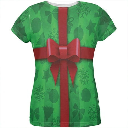 Green Christmas Present Costume All Over Womens T