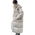 thumbnail image 4 of Chaqueta de algodón para mujer, chaqueta de algodón holgada y larga hasta la rodilla, chaqueta de pan, 4 of 6
