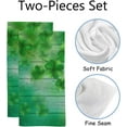 thumbnail image 2 of 2 Pcs Face Bath Towels Set Wooden St Patricks Day Shamrocks Washcloths for Bathroom Hotel Kitchen 30x15in, 2 of 6