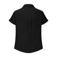 thumbnail image 6 of Ltctricy Summer Tops for Women Trendy Short Sleeve Half Button V Neck Collared Pleated T-Shirts Casual Loose Tunic Blouses, 6 of 6