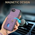 thumbnail image 6 of Allytechgroup for iPhone 16e Wallet Case, Premium PU Leather Back Cover Cards Holder Stand Compatible with Car Mount RFID Blocking Hand Wrist Full Protective Phone Case for Women Girls, Purple, 6 of 7