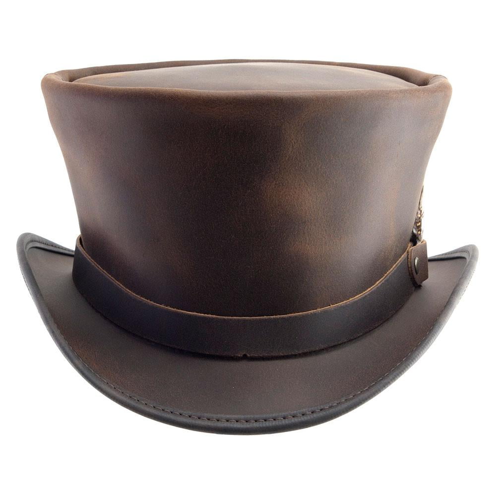 New American Hat Makers CoachmanLt Band Leather Top Hat
