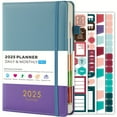 thumbnail image 2 of 2025 Daily & Monthly Planner for Adults with Hourly Time Slots, Hardcover Leather Agenda, 4 Planning Sheets, 12 Monthly Tabs, English Language, Productivity & Goal Achievement Tool, 2 of 6