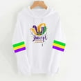 thumbnail image 2 of Erwazi Women's Mardi Gras Day Sweatshirt Drawstring Hoodies Long Sleeve Casual Party Top, 2 of 4