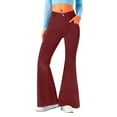 thumbnail image 2 of Women's Casual Pants Bell Bottom Jeans For Women High Waisted Classic Flared Denim Pants Stretchy Wide Leg Jeans Bell Bottoms Trousers,Red Women's Casual Pants XL, 2 of 5