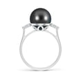 thumbnail image 2 of ANGARA Tahitian Cultured Pearl Ring with Trio Diamonds in 14K White Gold for Women | June Birthstone, Birthday, Anniversary, Jewelry Gift for Women | Pearl Ring, 2 of 8
