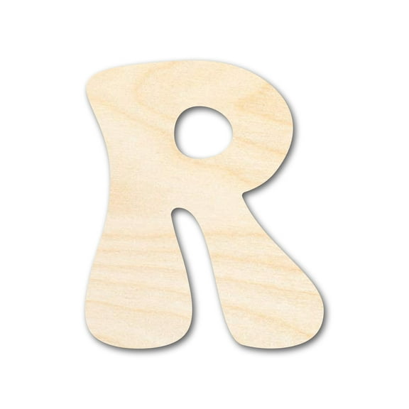 Unfinished Wood Groovy R Font Shape 16" / 1/2"