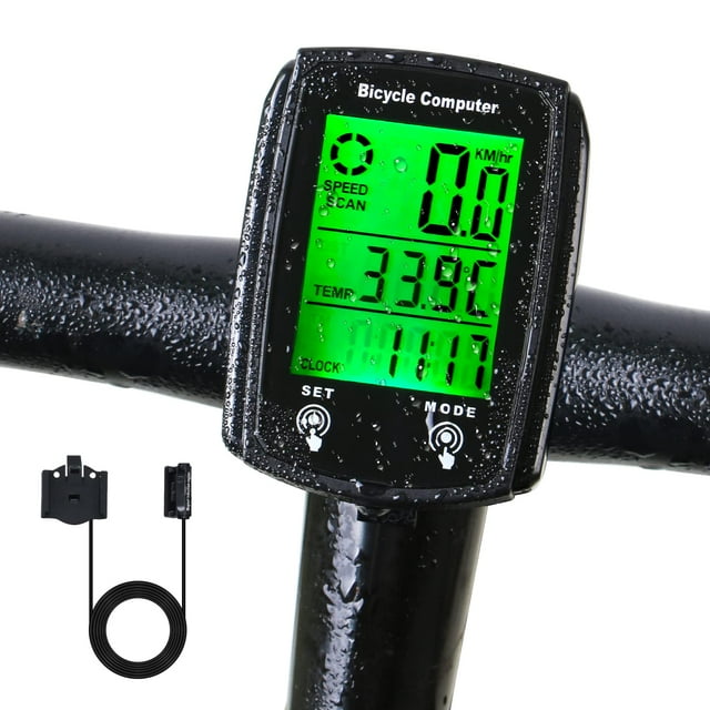 Ordinateur de Vélo Filaire, Kilomètre/heure, Affichage Rétroéclairé LCD Numérique, Compteur de Vitesse Étanche
