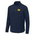 thumbnail image 2 of Men's Antigua Heather Navy Michigan Wolverines Sync Quarter-Zip Waffle-Knit Tri-Blend Pullover, 2 of 3