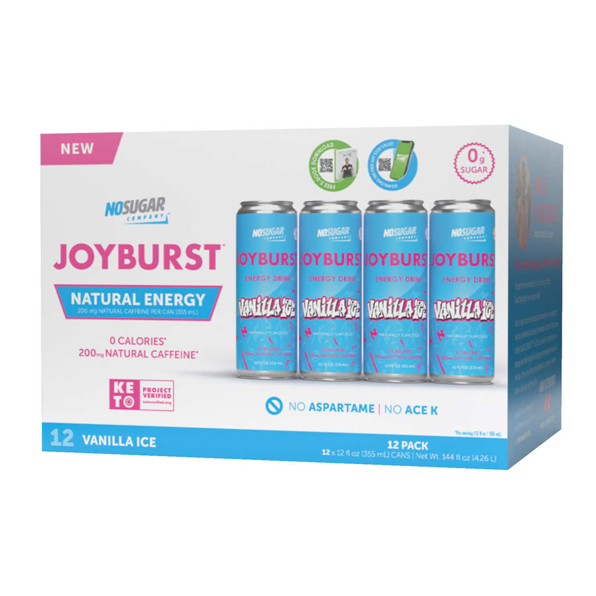 Joyburst Energy Drink, Vanilla Ice, 12 fl oz, 12count