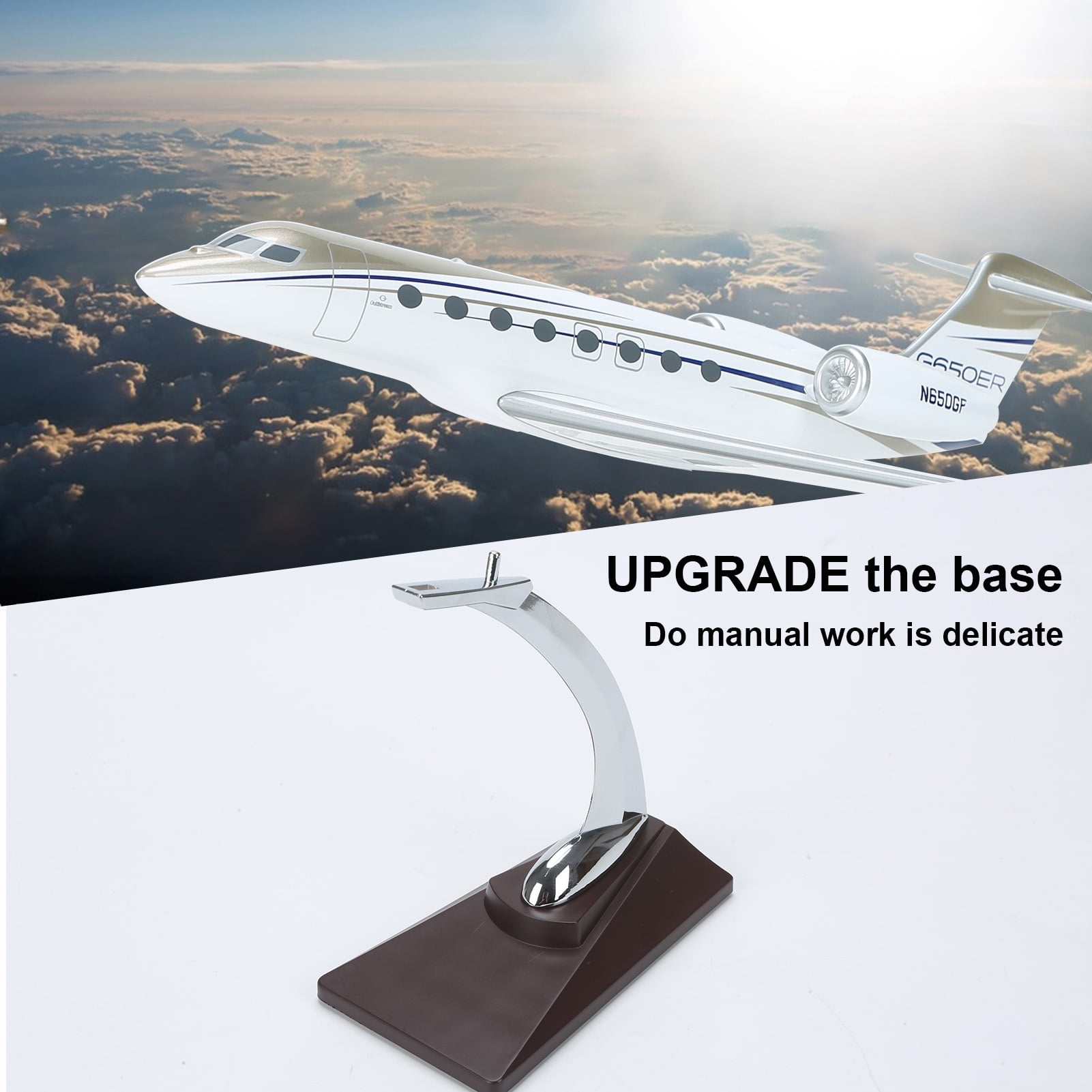Gulfstream Jet Model 650, 11.81" Aviation Airplane Models Alloy Diecast Airplane, Resin Model Airplane with Stand and Gift Box Adult Collectibles and Decoration Gift