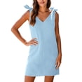 thumbnail image 2 of Dresses for Women Summer Casual Tie Strap Sleeveless V Neck Midi Dresses Womens Solid Lightweight Comfy Vacation Beach Sundresses, 2 of 9