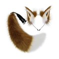 thumbnail image 1 of Diadema con orejas de animal y cola larga para Halloween, carnaval Marrón Blanco, 1 of 9