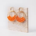 thumbnail image 5 of Raffia Hoop Earrings for Women Girls Fun Boho Summer Beach Earrings Lightweight Handmade Straw Wicker Rattan Dangle Earrings Statement Geometric Round Drop Earrings, 5 of 5