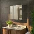 thumbnail image 2 of Bathroom Medicine Cabinet, Aluminum, Recessed/Surface Mount, 36" x 36", Hinged, Mirrored Interior, 2 of 12