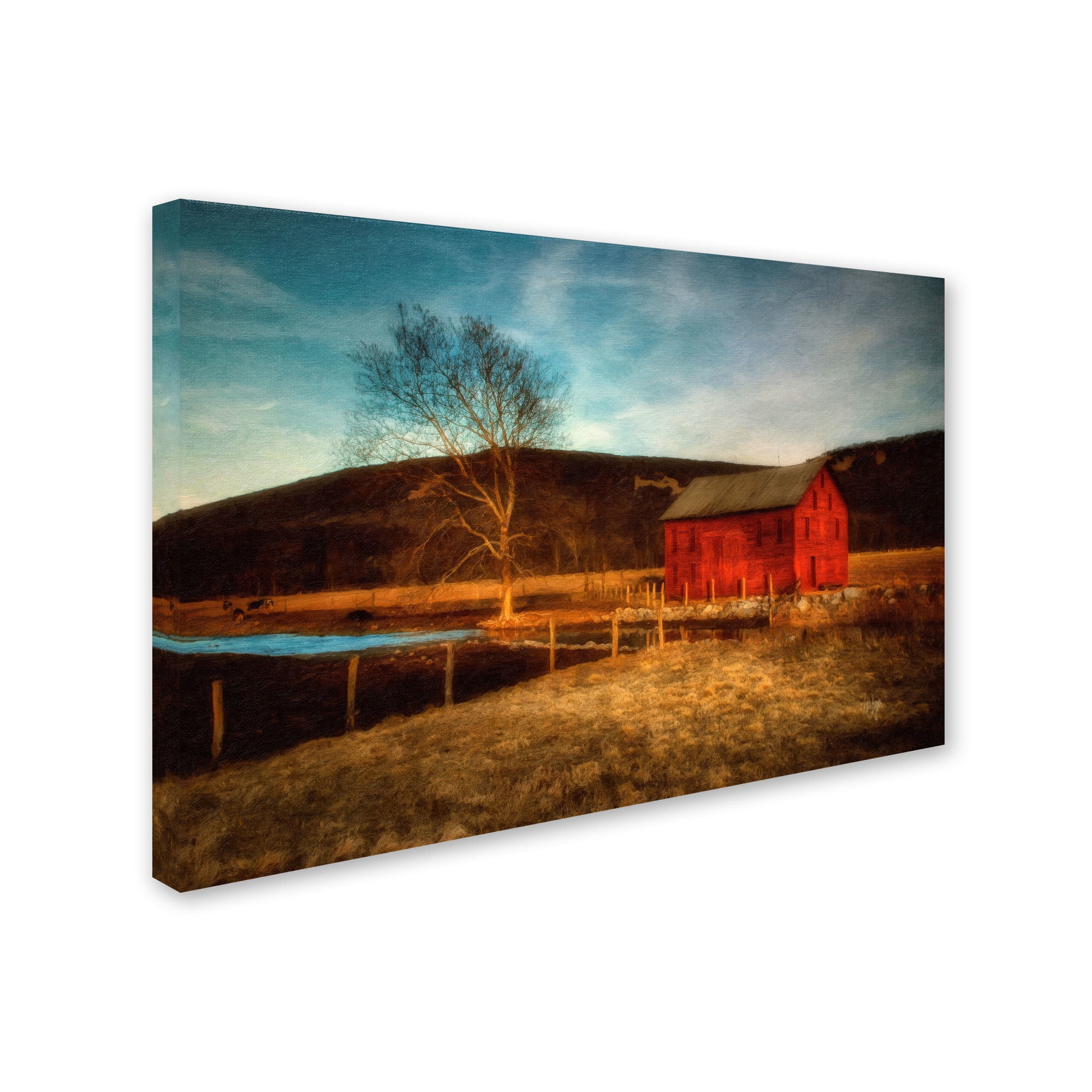 Trademark Fine Art "Red Barn at Twilight" Canvas Art by Lois Bryan