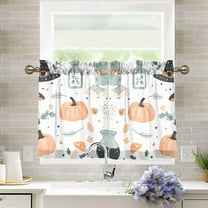 Yayeee Kitchen Curtains Light Filtering 27"x36" Rod Pocket Short Cafe Window Panel, Halloween Pumpkin