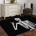 thumbnail image 4 of Funny Skeleton Washable Area Rugs 4'x6', Black Skull Horror Night Abstract Art Low Pile Throw Living Room Rug Non-Slip Sturdy Edge Binding Carpet for Indoor Entryway Bedside Kitchen, 4 of 9