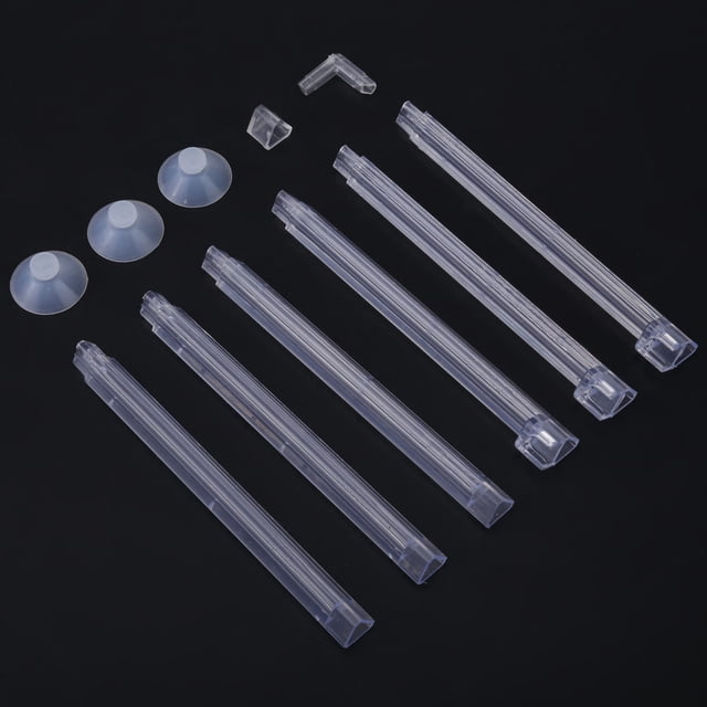 Aquarium FishBubble Release Bar Transparent Plastic, Creates Comfortable Surroundings 3 Strong Suction Cups 6 Assembleable Bars Premium Safe Material Accessories Included