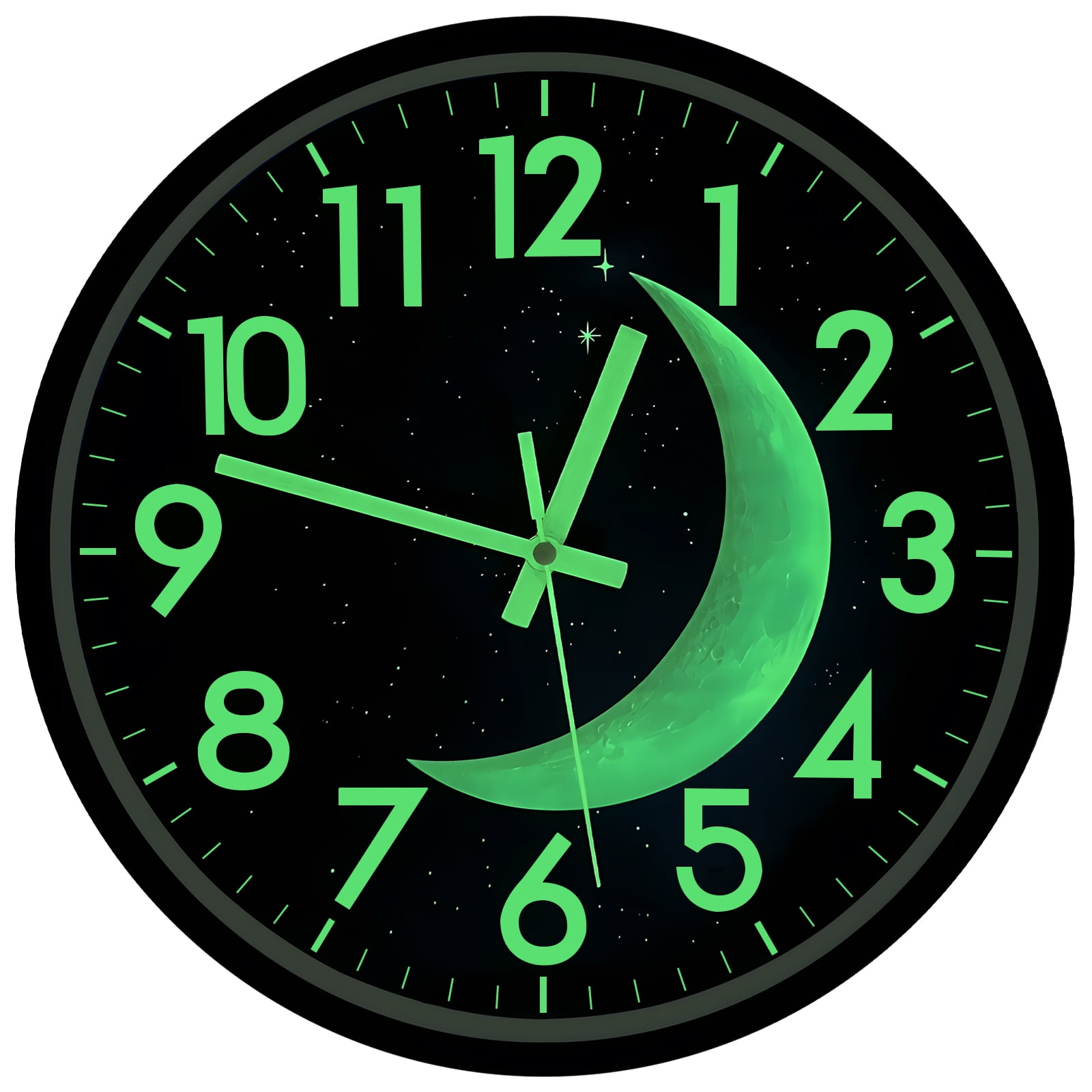JoFomp LED Wall Clock with Luminous Moon & Starry Sky | Smart Sensor | Glowing Numbers | Home Decor for Bedroom, Office(Blue Light)