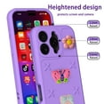 thumbnail image 3 of Compatible with iPhone 16 Pro Kids Boys Girls Skin Friendly Case, Cute 3D Bowknot Butterfly Floral Bee Cartoon Design Soft Silicone Shockproof Protective Drop-resistance Stylish Cover, Purple, 3 of 6