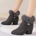 thumbnail image 2 of Women's Booties, Pointed Toe Suede Ankle Boots with Chunky Heel and Rhinestone Detail for Fall Winter Fashion, 2 of 9