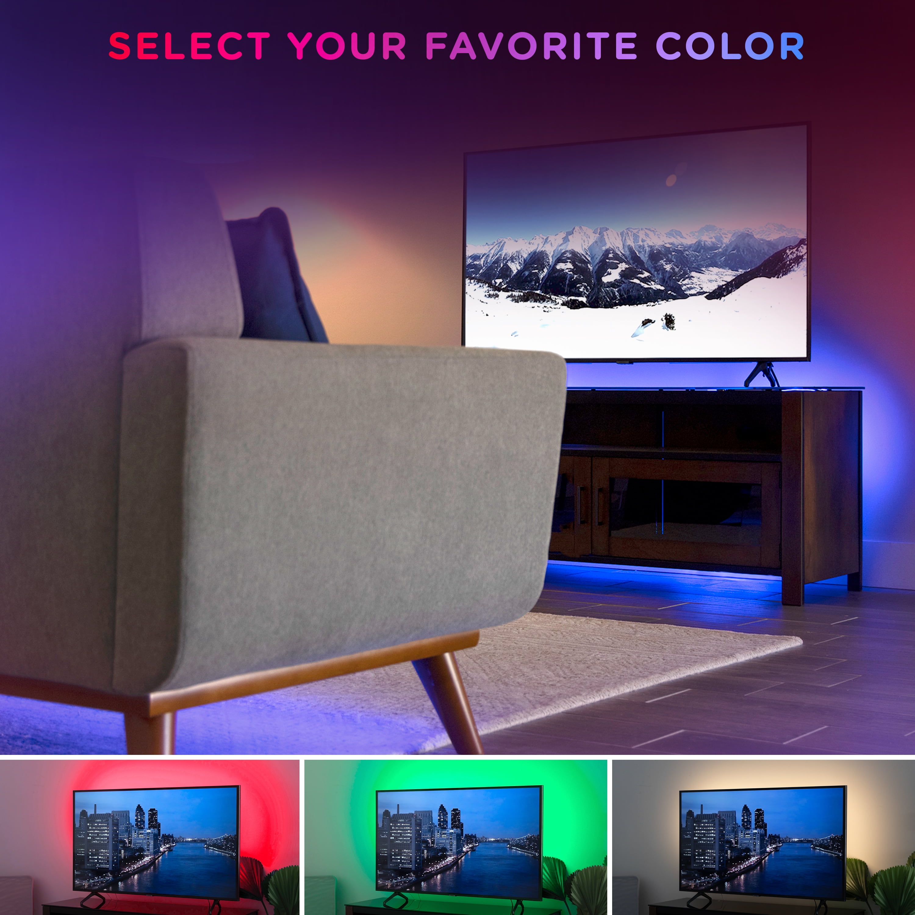 Enbrighten Vibe 50’ Smart LED Light Strip, App & Remote Control, RGB Color Changing
