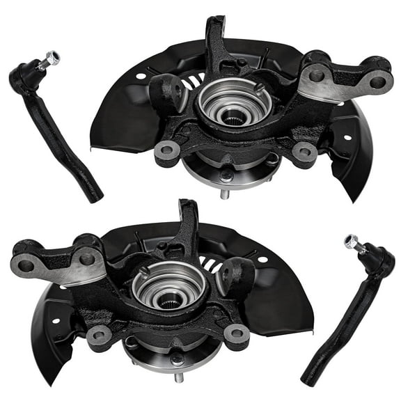 Detroit Axle - FWD Front Steering Knuckles & Wheel Hub Bearings Outer Tie Rod Ends Replacement for 2011-2017 Toyota Sienna - 4pc Set