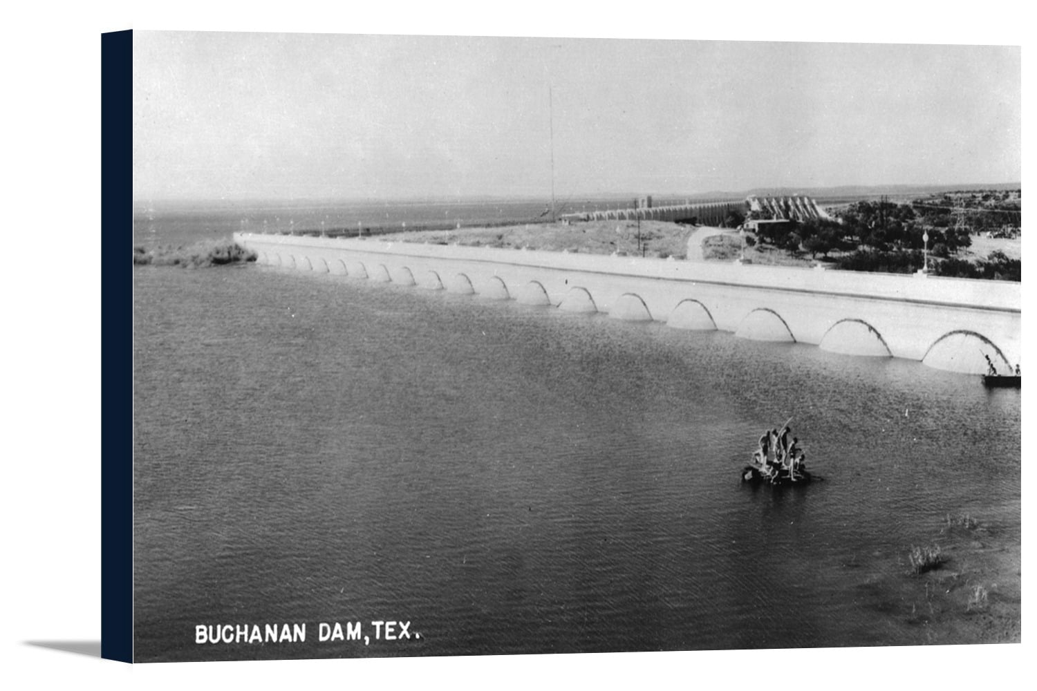 Texas Buchanan Dam Photograph (24x14 Gallery Wrapped Stretched Canvas
