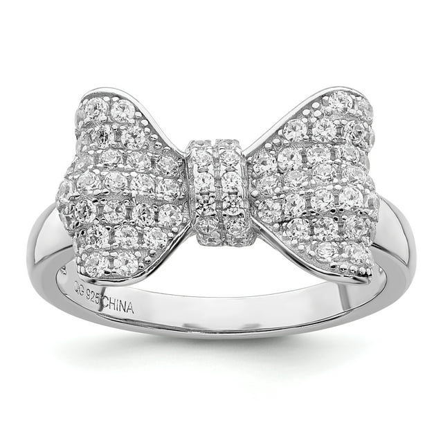 925 Sterling Silver Cubic Zirconia Cz Bow Ring