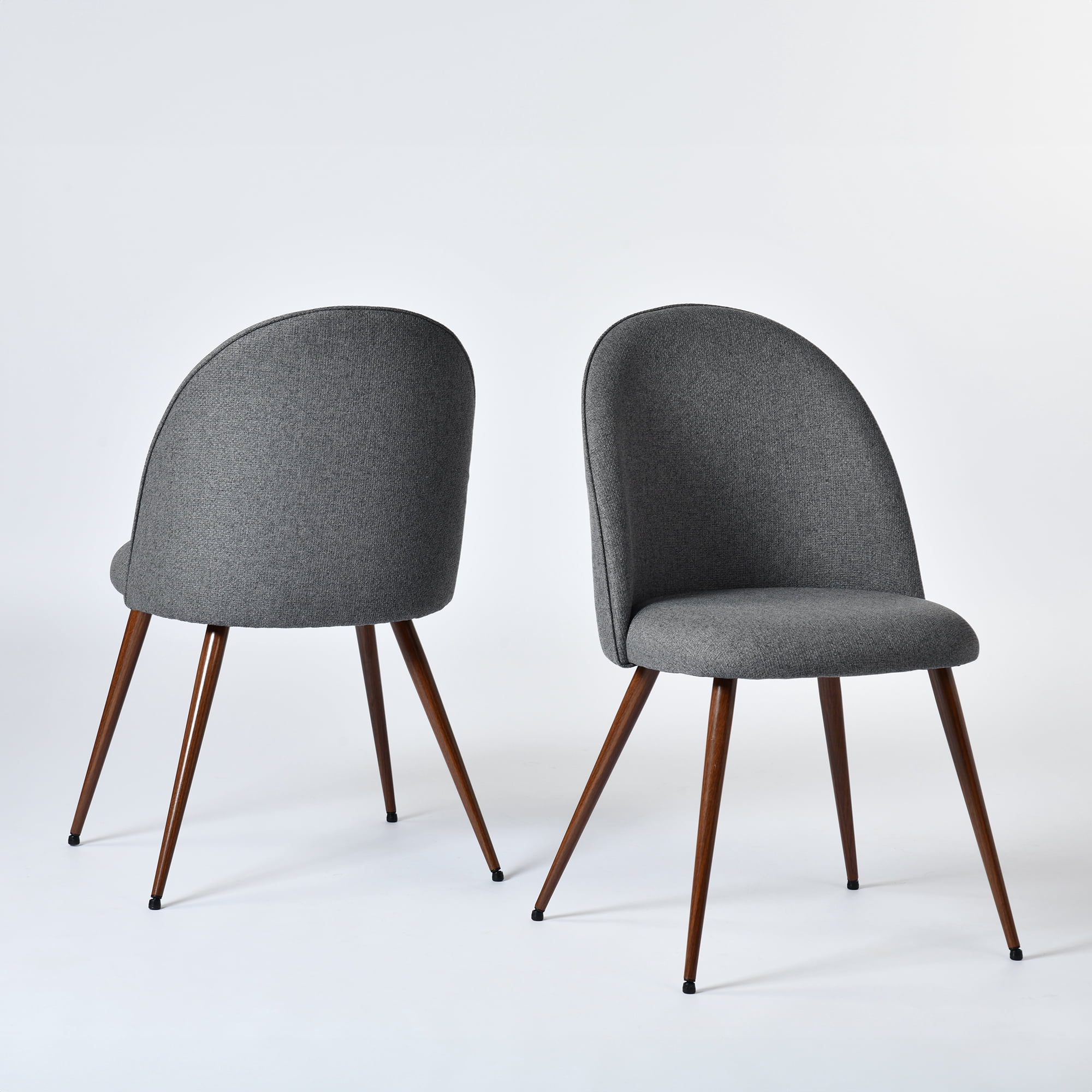 Ensemble de 2 fauteuils d'appoint modernes Homy Casa, dossier rond sans accoudoirs, tissu gris