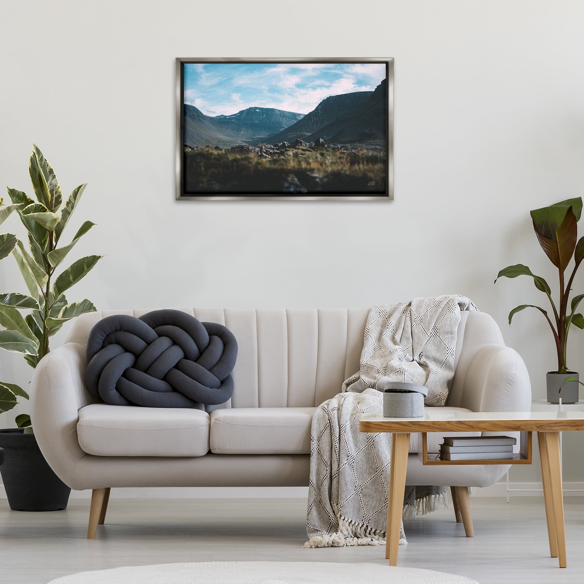 Stupell Industries Iceland Hike Landscape Landscape & Nature Photography Gray Floater Framed Canvas Art Print Wall Art, 31 x 21