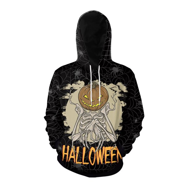 Sudaderas con capucha de calabaza para hombre y mujer, jersey con estampado 3D y bolsillo, disfraz de Cosplay divertido, ropa de exterior informal holgada y cálida, ropa de gran tamaño para adultos