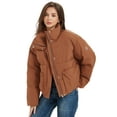 thumbnail image 3 of Women's Cropped Puffer Jacket Long Sleeve Lightweight Quilted Winter Jacket Packable Coats, 3 of 6