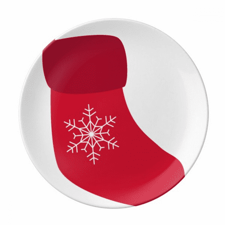 

mas Snowflake Sock Red Festival Plate Decorative Porcelain Salver Tableware Dinner Dish