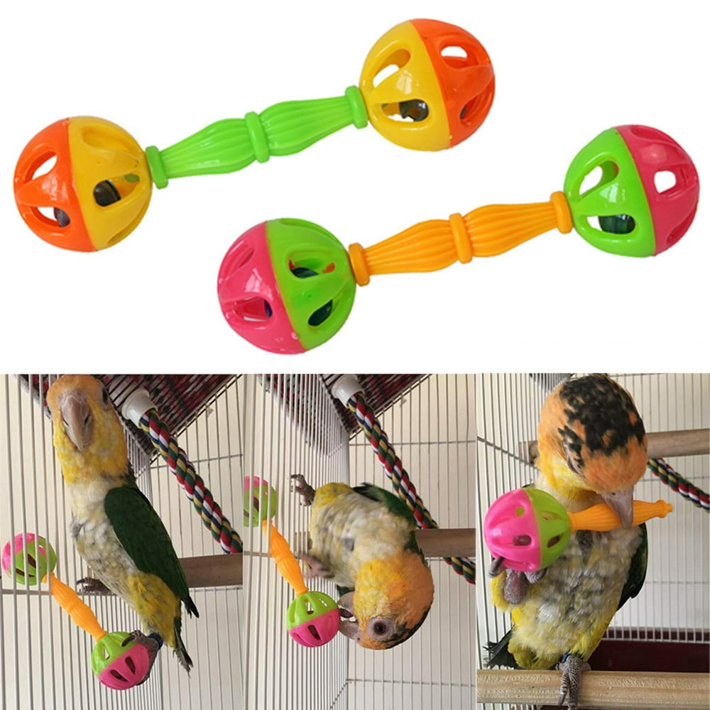 SPRING PARK Bird Toys Play Doublehead Bell Ball Versatile Parrot